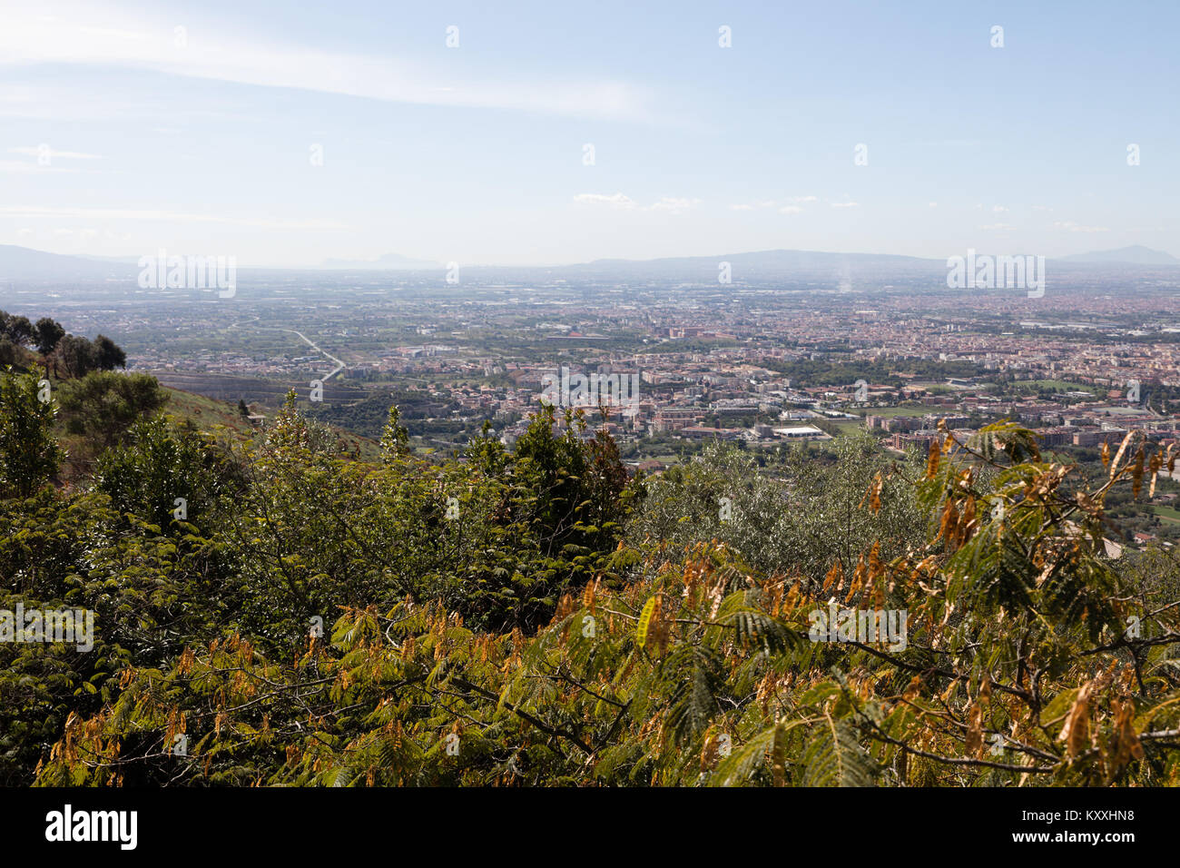 Landscape from Caserta Vecchia. Italy, with view of Capri and Pontine islands Stock Photo