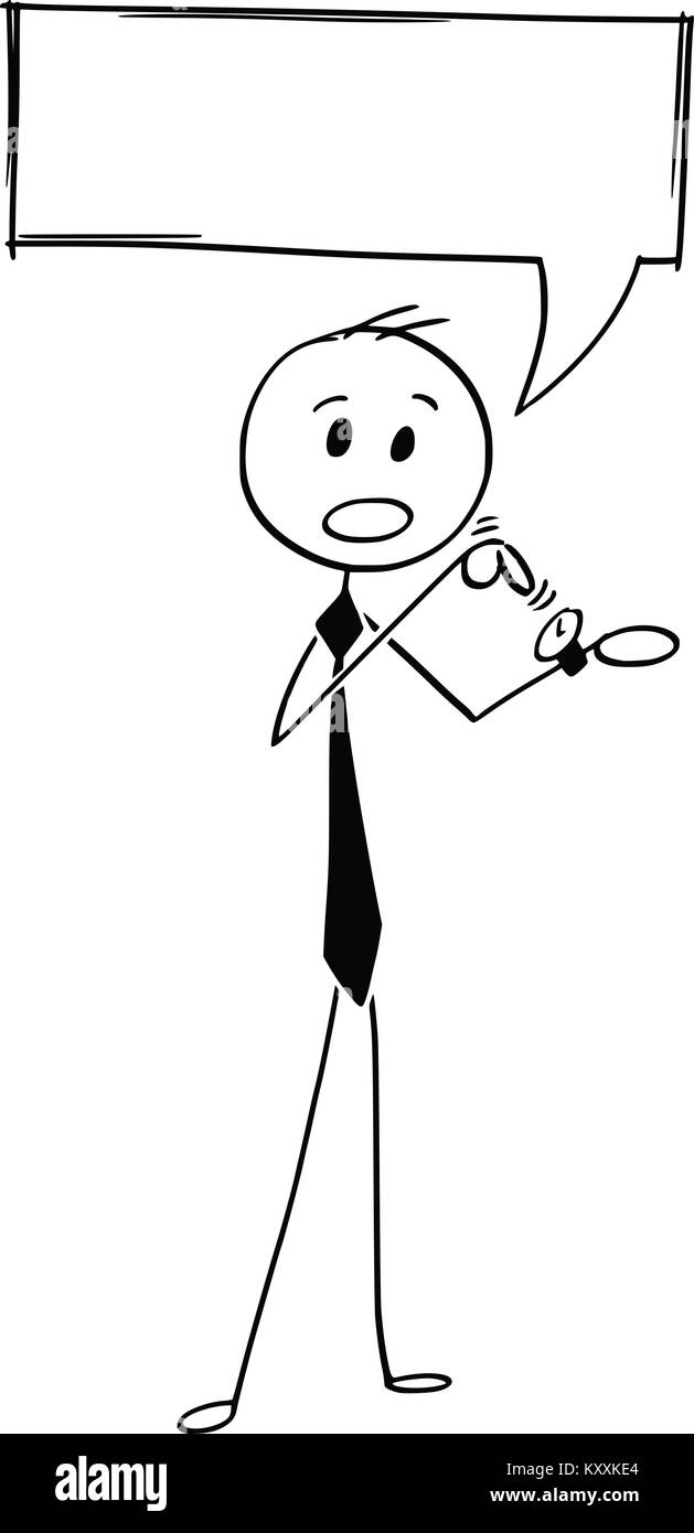 Conceptual Cartoon of Businessman Pointing at Wrist Watch Stock Vector ...
