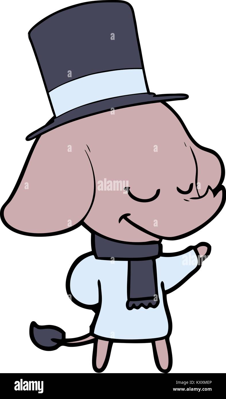 cartoon smiling elephant wearing top hat Stock Vector Image & Art - Alamy