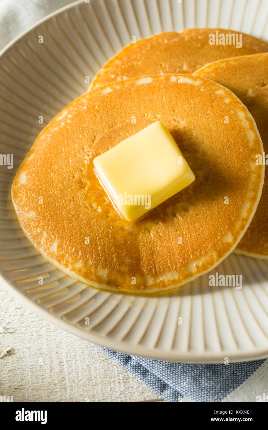 Sweet Homemade Stack of Pancakes with Butter and Syrup for Breakfast ...