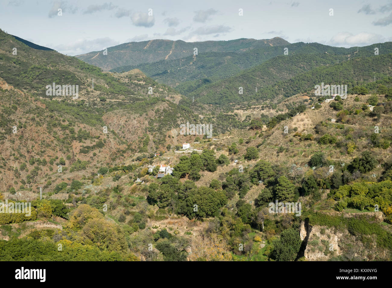 Valley of Rio Verde. Nature Park of Sierra de las Nieves. View fron Istan, Malaga, Spain. Stock Photo