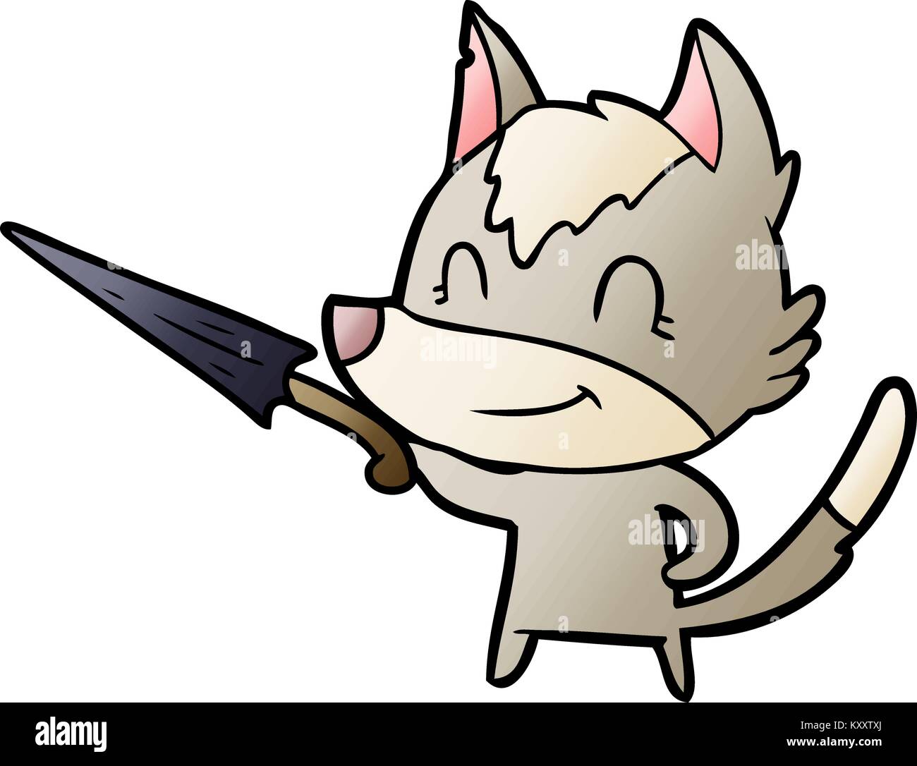 friendly cartoon wolf with umbrella Stock Vector Image & Art Alamy