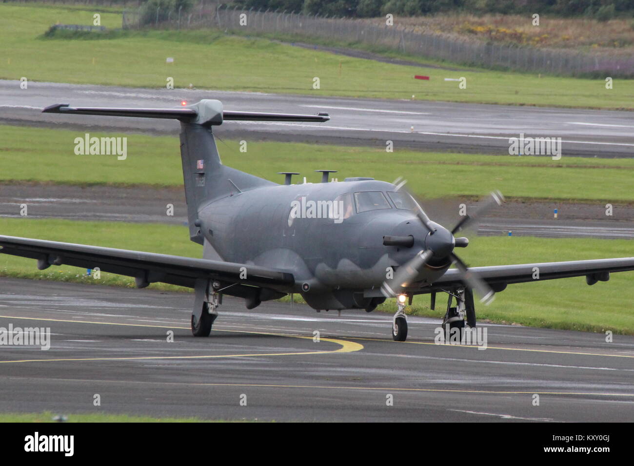 07-0821, a Pilatus U-28A operated by the United States Air Force, at Prestwick International Airport in Ayrshire. Stock Photo