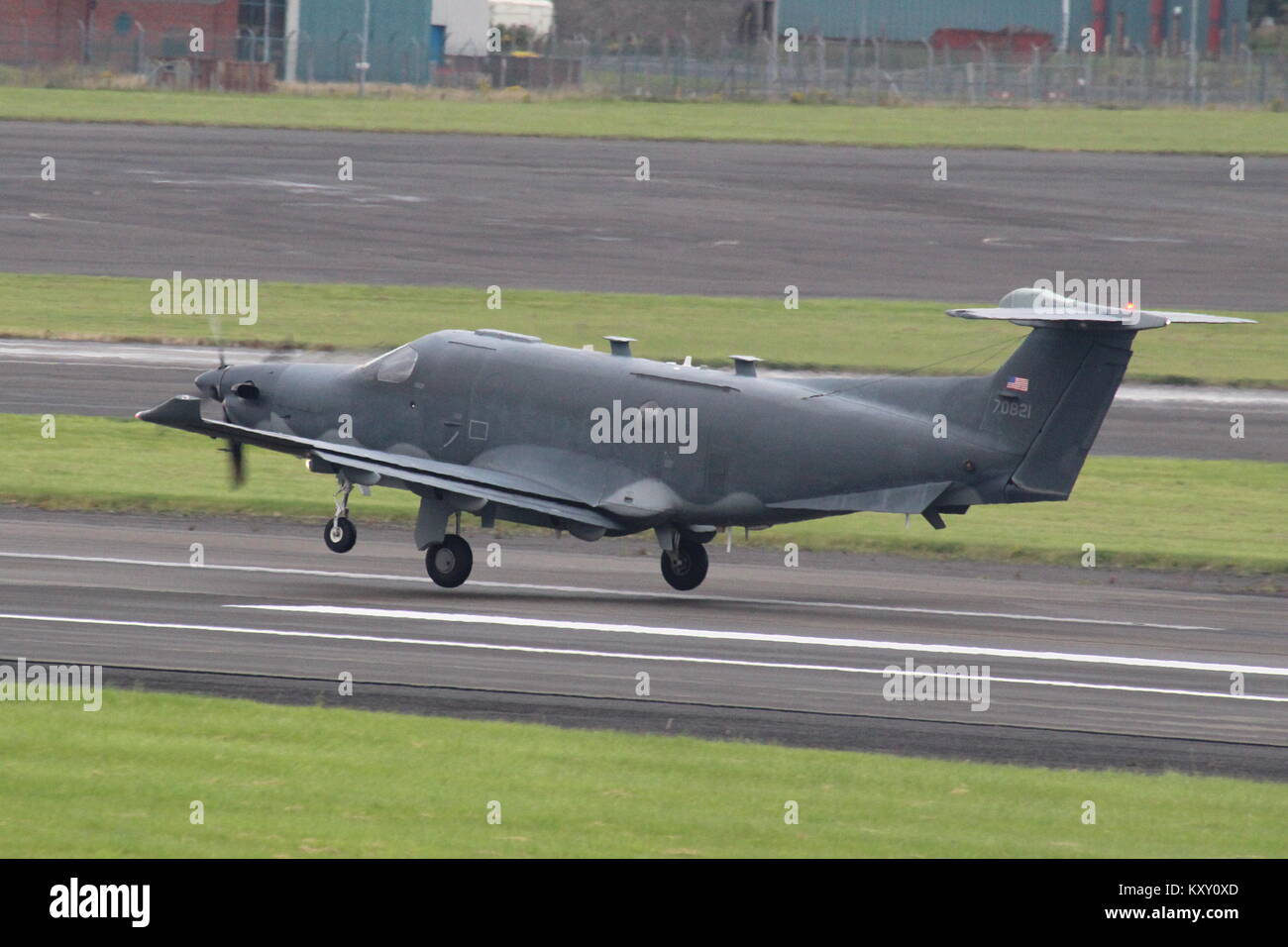 07-0821, a Pilatus U-28A operated by the United States Air Force, at Prestwick International Airport in Ayrshire. Stock Photo
