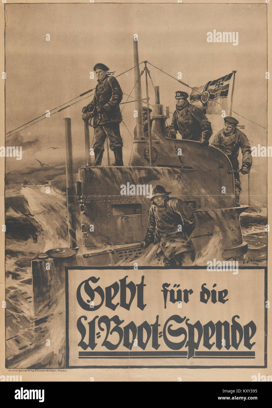 Gebt für die U-Boot-Spende (Entwurf) Willy Stöwer edit Stock Photo