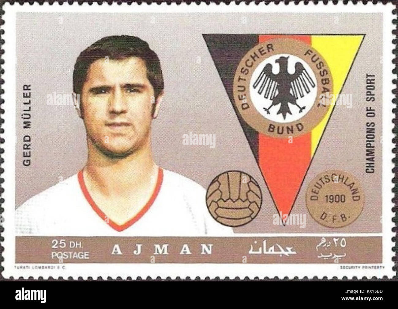 Gerd Müller 1969 Ajman stamp Stock Photo
