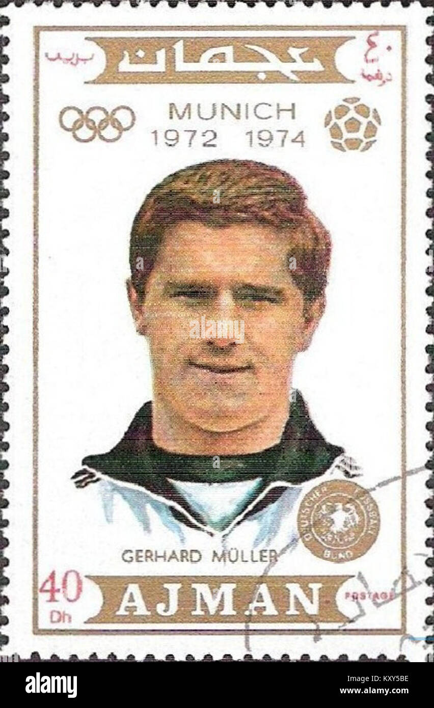 Gerd Müller 1971 Ajman stamp Stock Photo