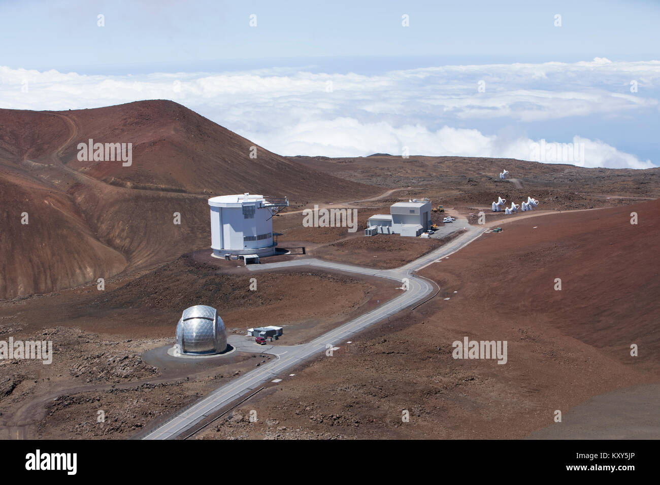 Mauna Kea observatory Telescope Hawaii. MKO, astronomical research facilities. NASA international. Science, exploration and education. Stock Photo