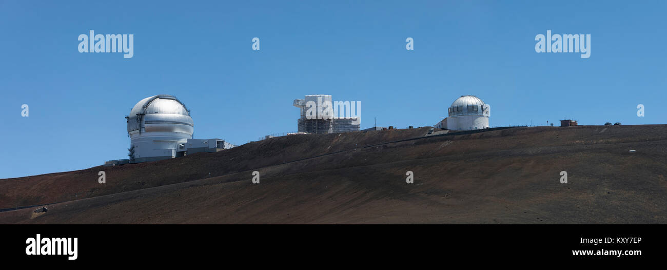 Mauna Kea observatory Telescope Hawaii. MKO, astronomical research facilities. NASA international. Science, exploration and education. Stock Photo