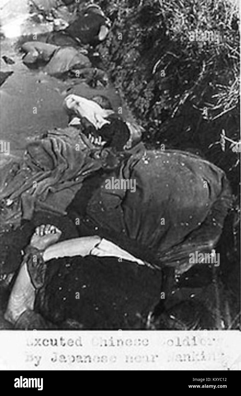 Executed Chinese soldiers by Japanese near Nanjing, Nanjing Massacre Stock Photo