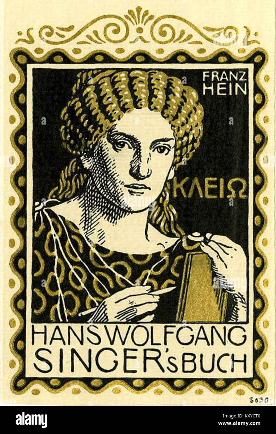 Exlibris von Franz Hein für Hans Wolfgang Singer Stock Photo