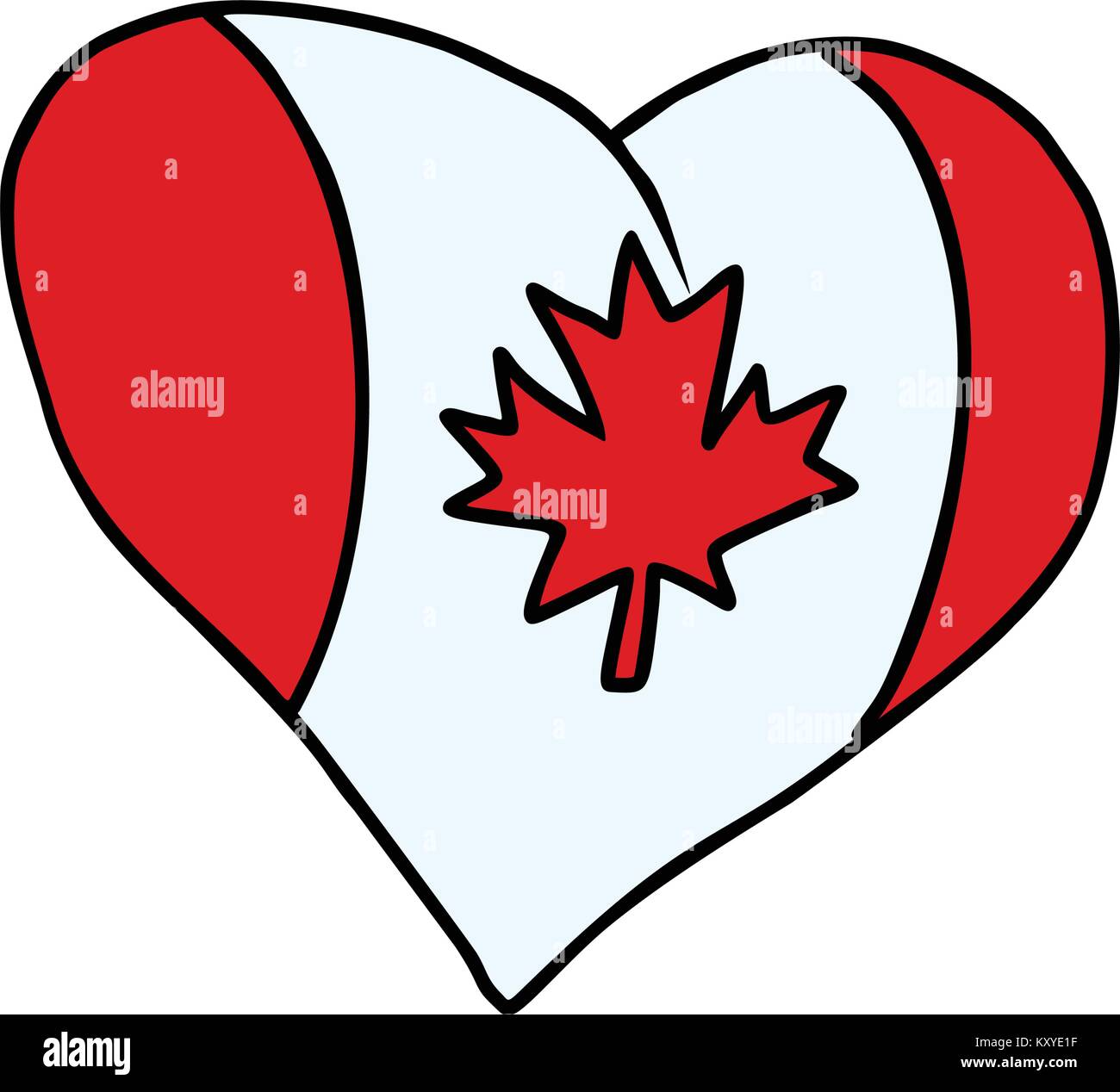 Canada isolated heart flag on white background. Comic book cartoon pop art retro illustration Stock Vector