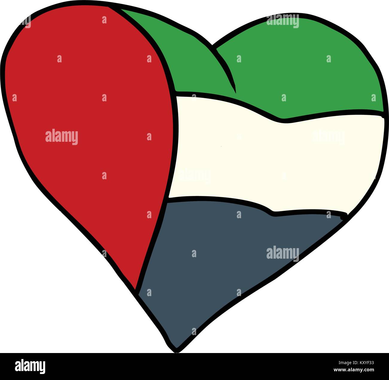 UAE isolated heart flag on white background. Comic book cartoon pop art retro illustration Stock Vector