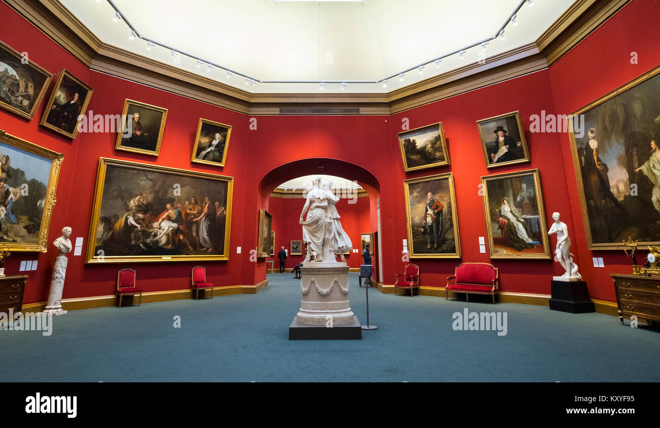 Interior of Scottish National Gallery art museum in Edinburgh, Scotland