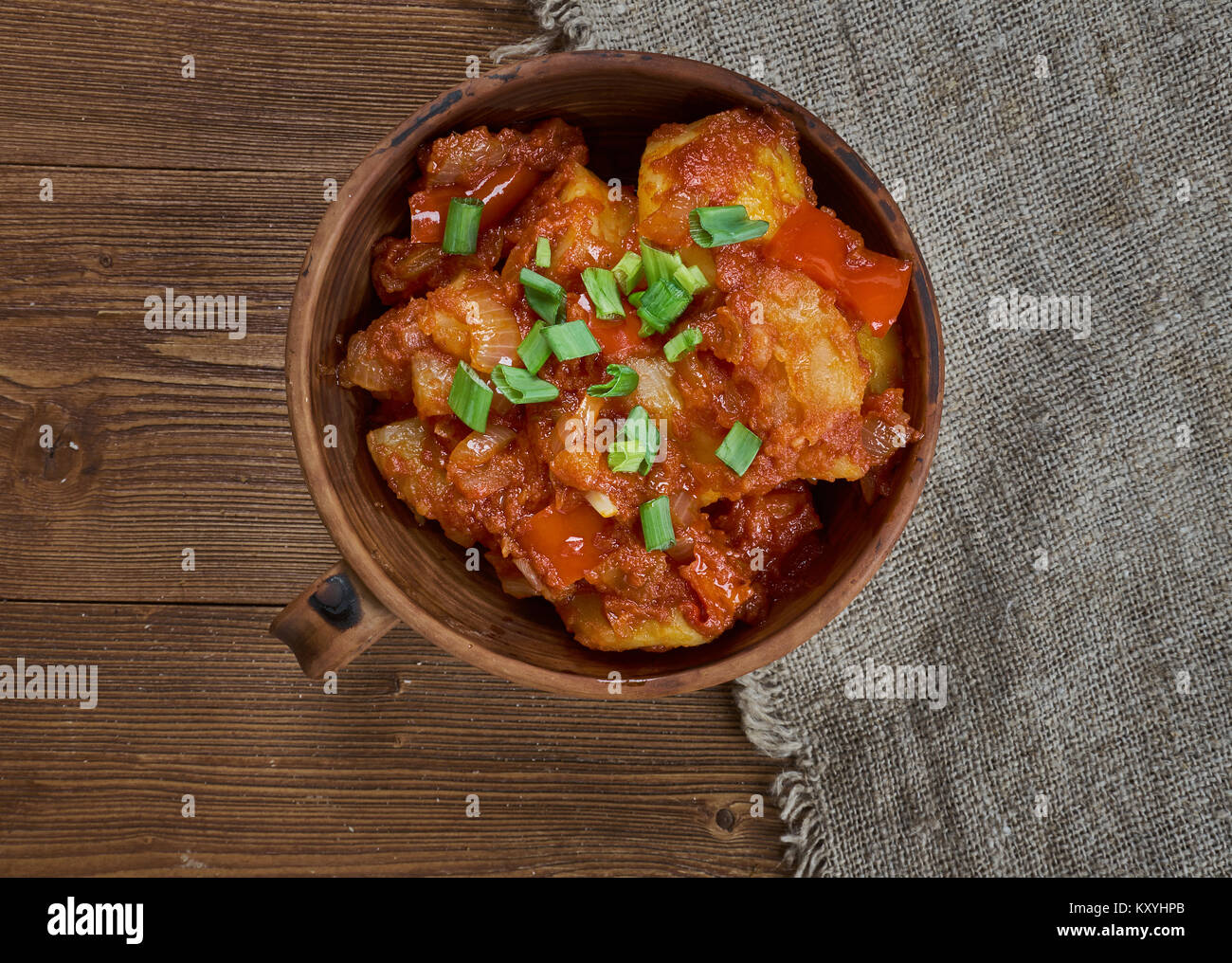 Patates Yiahni traditional Greek take on a potato ragu Stock Photo