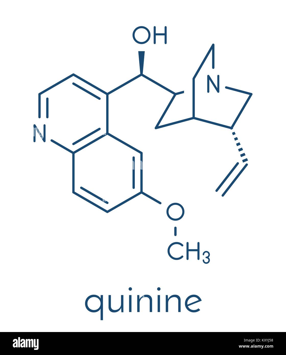 Quinine malaria drug molecule. Isolated from cinchona tree bark