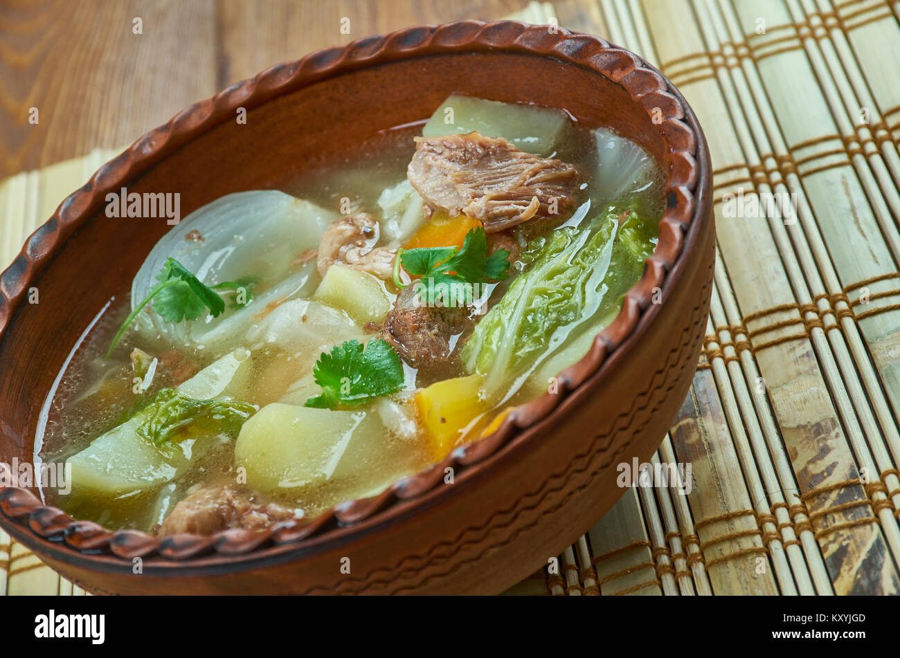 Slow Cooker Corned Beef and Cabbage Soup Stock Photo Alamy