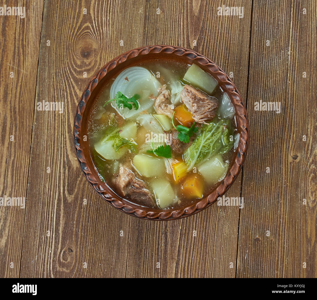 Slow Cooker Corned Beef and Cabbage Soup Stock Photo Alamy