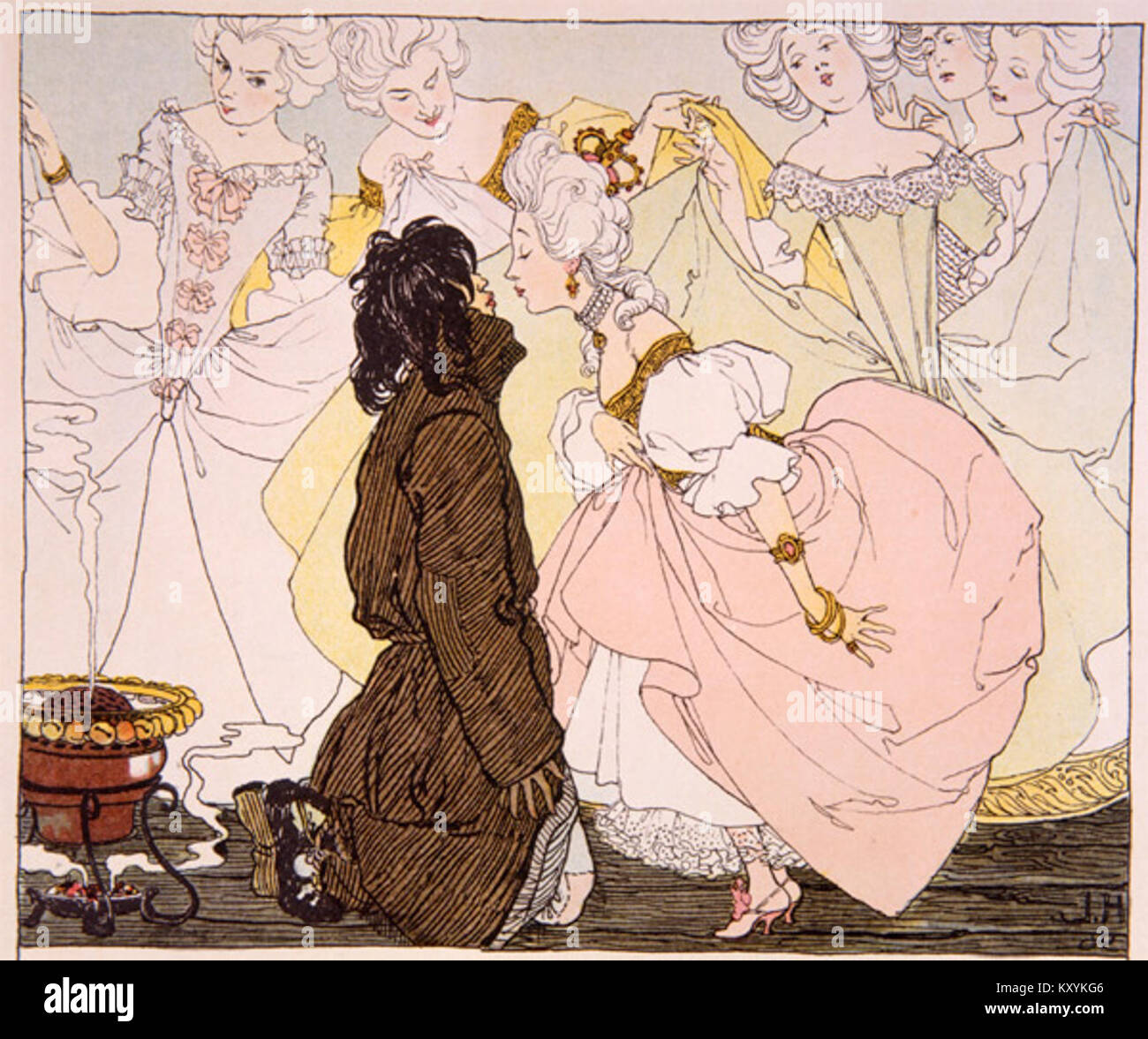 Hans Christian Andersen-Die Prinzessin und der Schweinehirt-Illustriert von Heinrich Lefler-Wien, 1897 Stock Photo