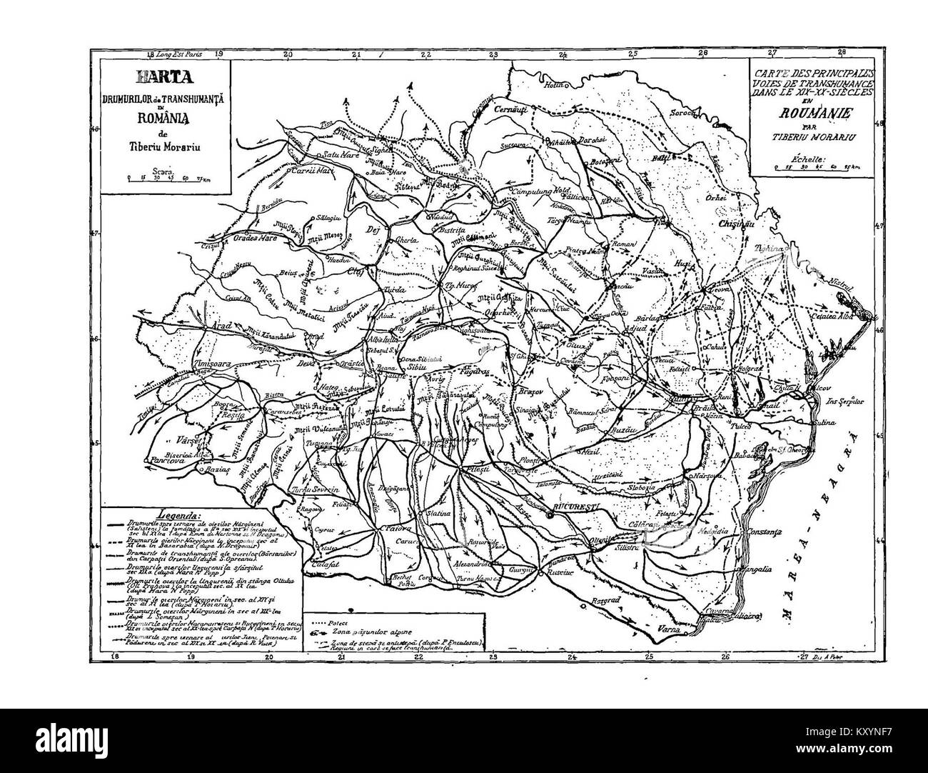 A map showing the traditional transhumance routes in Romania ...