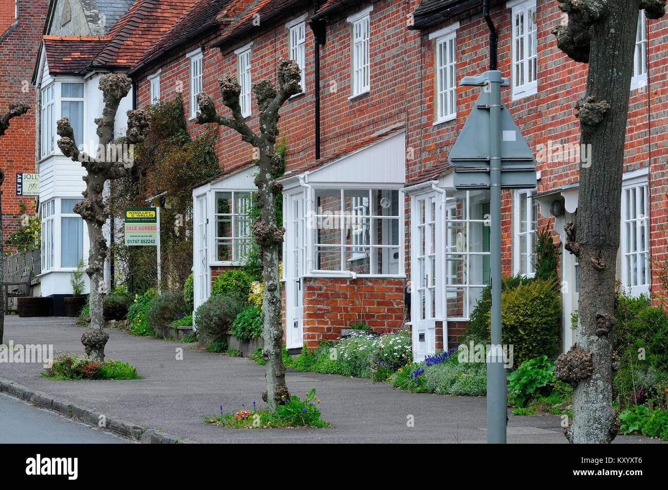 Red brick houses in Hindon, Wiltshire, UK Stock Photo Alamy