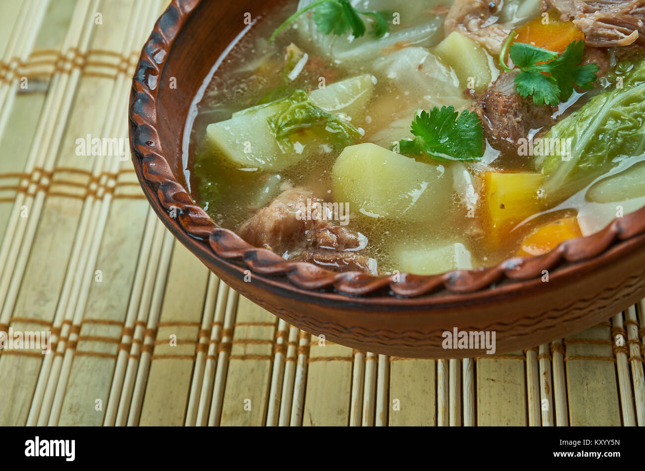 Slow Cooker Corned Beef and Cabbage Soup Stock Photo Alamy