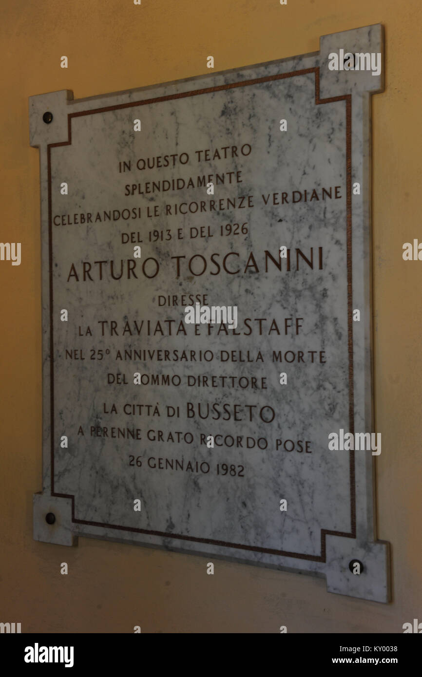 Poster, homage, Giuseppe Verdi Theater, 2012, Busseto, Italy Stock Photo