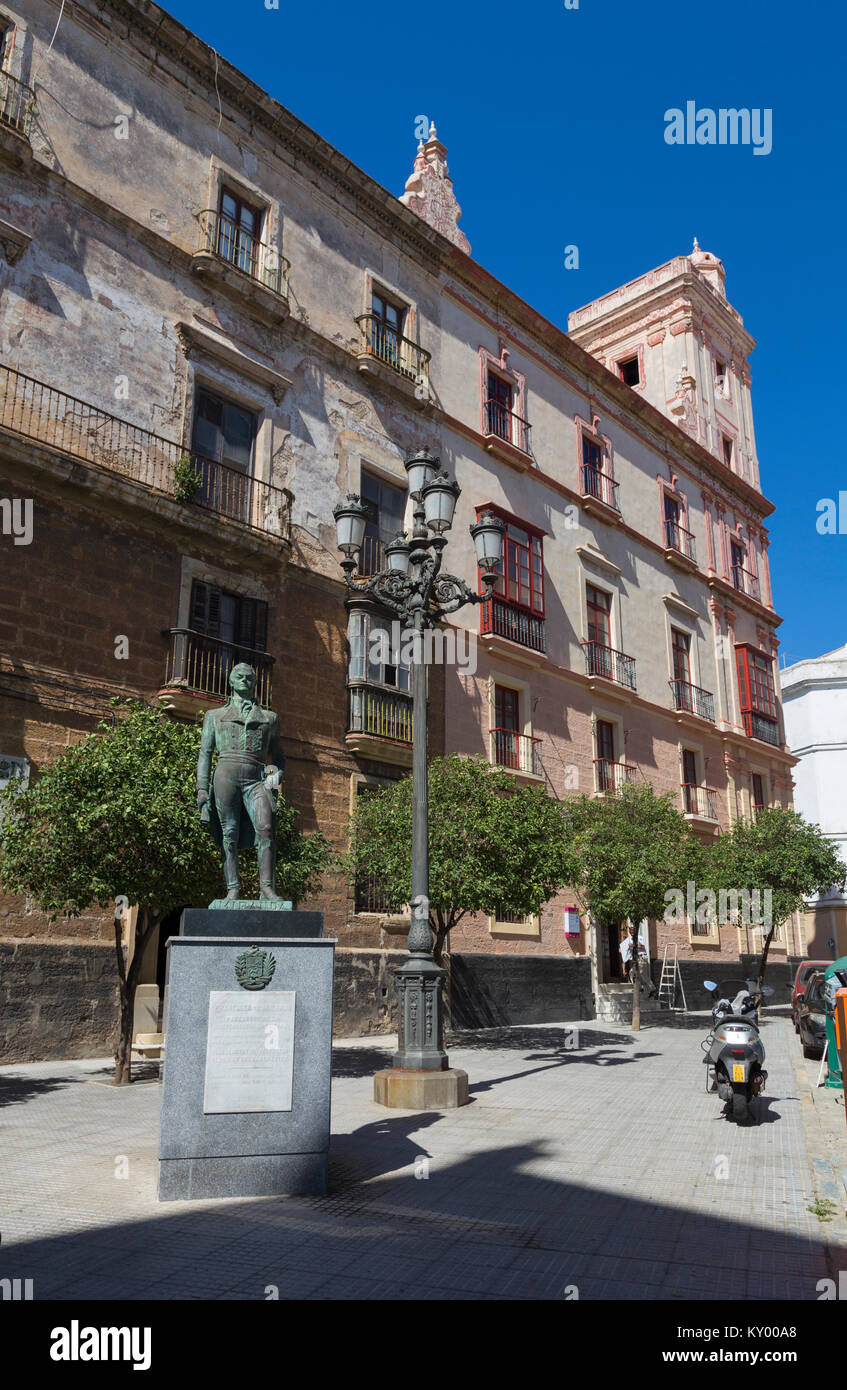 Statue of Francisco de Miranda, Plaza de España, Cadiz, Spain Stock Photo