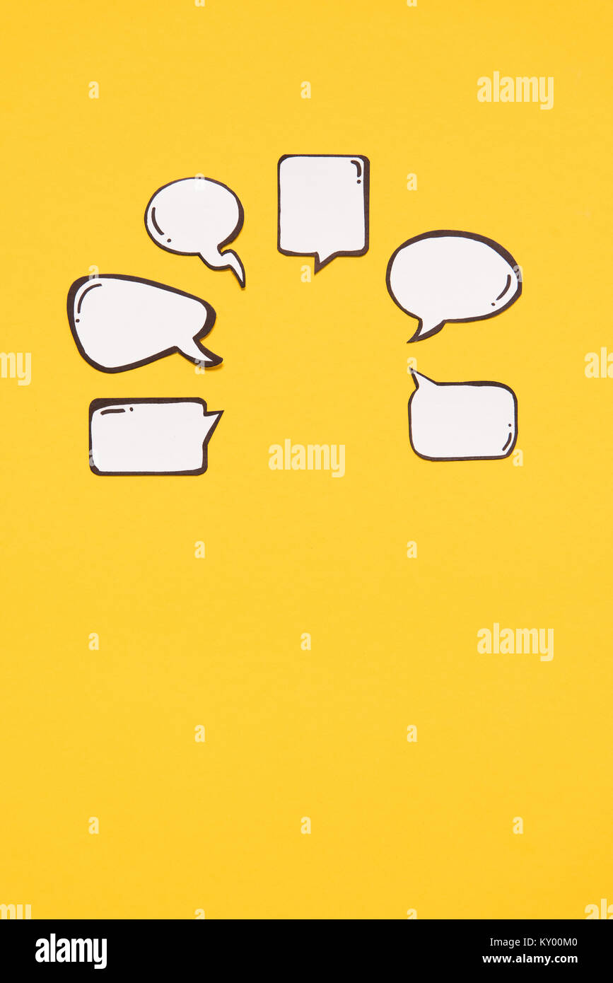 Set of various blank speech bubbles isolated on yellow background Stock ...