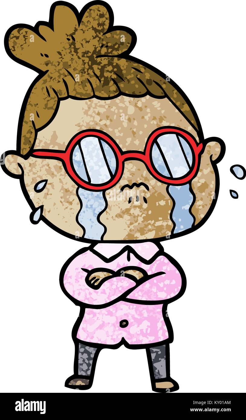 cartoon crying woman wearing spectacles Stock Vector Image & Art - Alamy