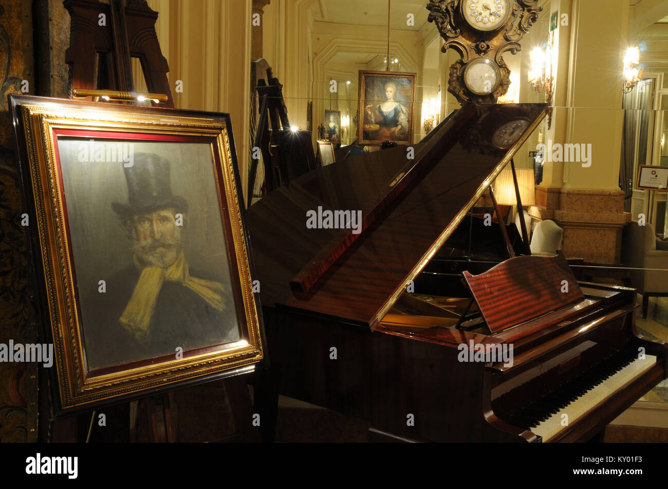 Portrait, Giuseppe Verdi, Piano, living room, Grand Hotel Et Milan, Verdi,  2013, Milan, Italy Stock Photo - Alamy