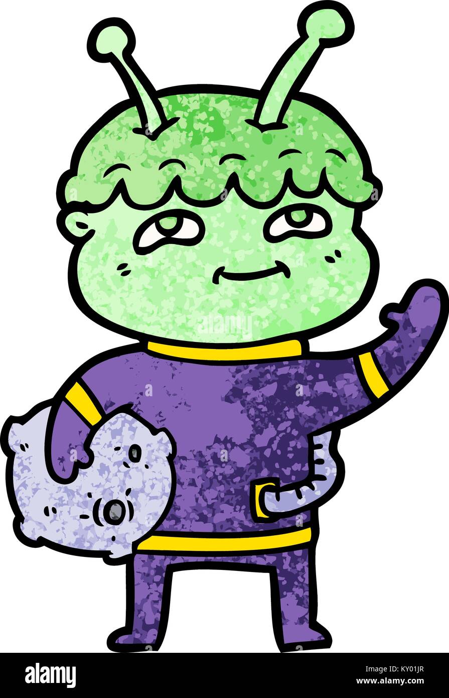friendly cartoon spaceman waving Stock Vector Image & Art - Alamy