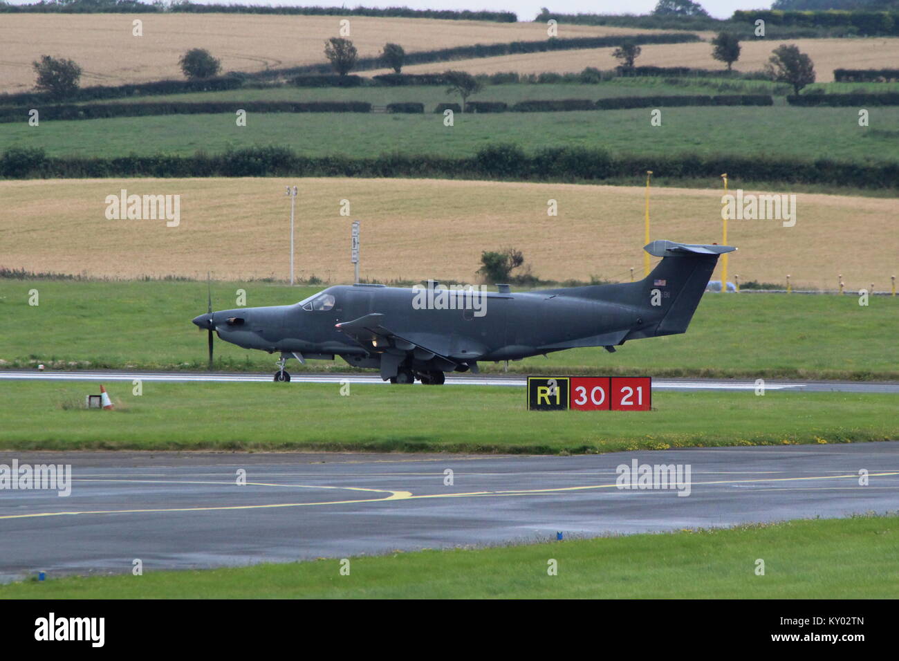07-0691, a Pilatus U-28A operated by the United States Air Force, at Prestwick International Airport in Ayrshire. Stock Photo