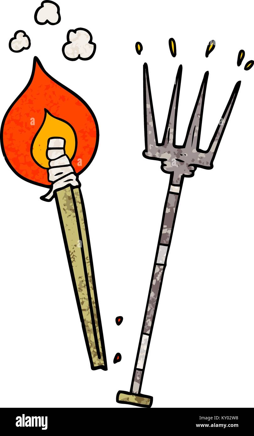 cartoon pitchfork and burning brand Stock Vector Image & Art Alamy