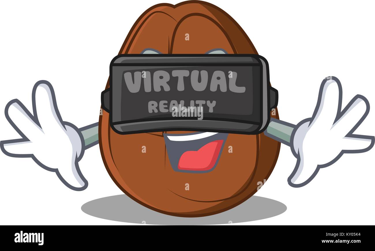 With virtual reality coffee bean mascot cartoon Stock Vector Image ...