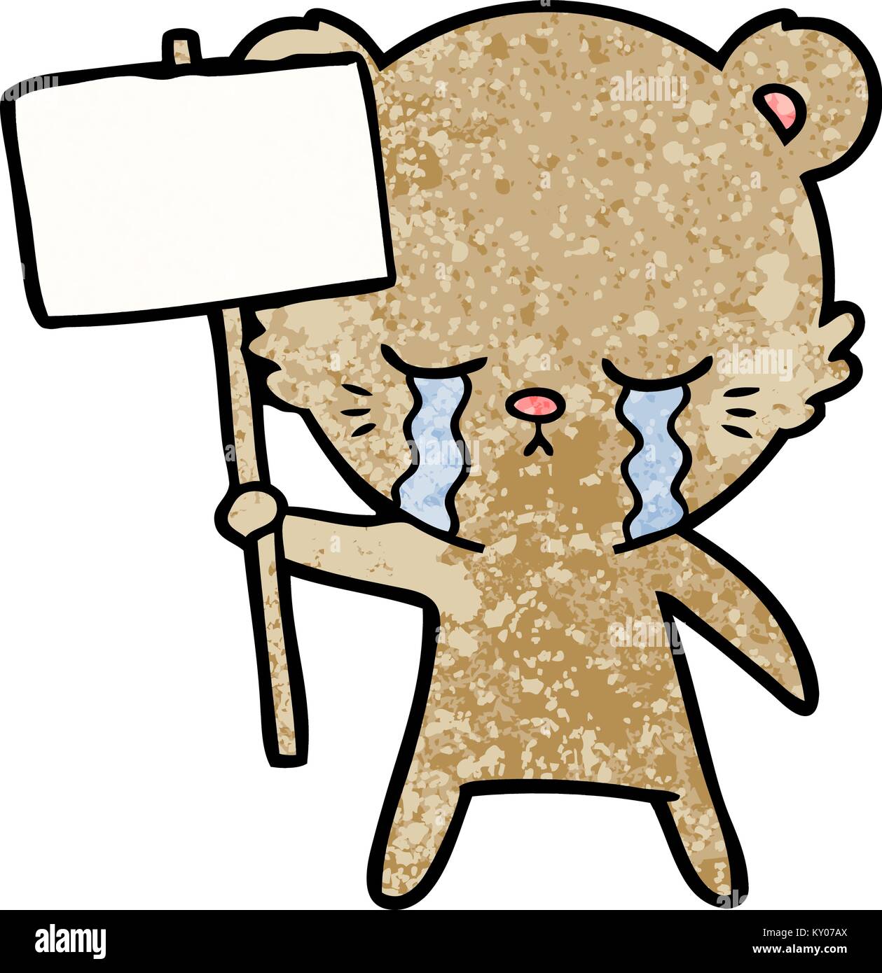 crying cartoon bear with sign post Stock Vector Image & Art - Alamy