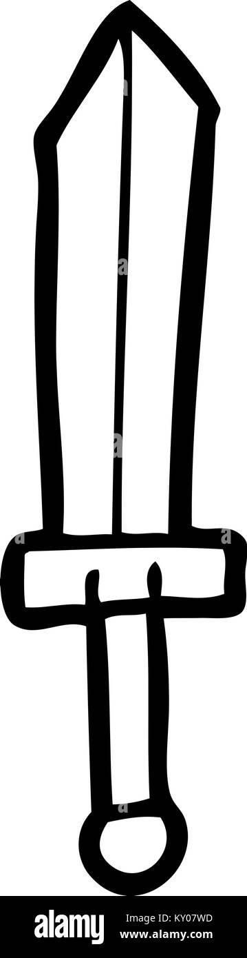 Freehand drawn cartoon hand sword Black and White Stock Photos & Images ...