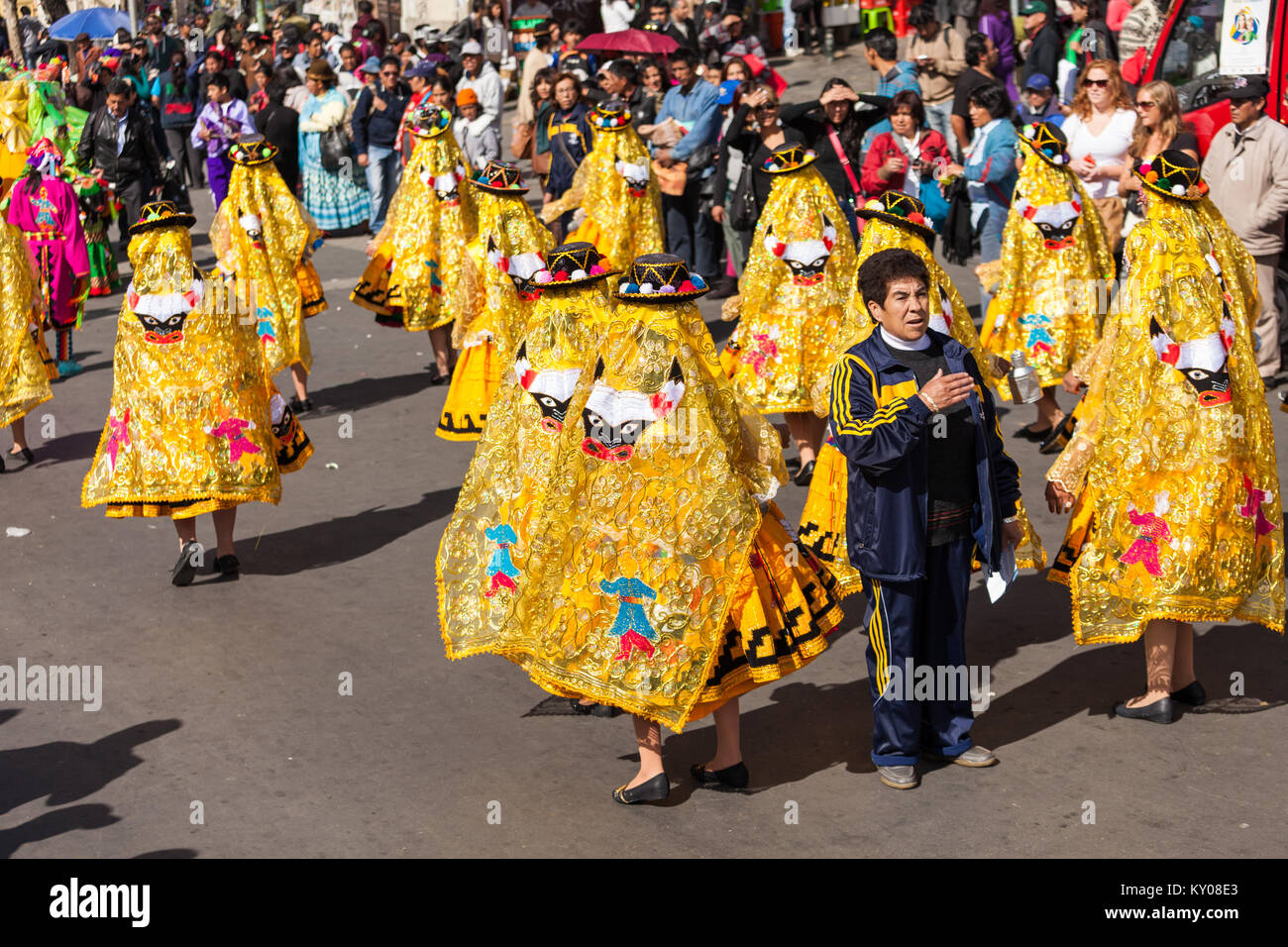 LA PAZ, BOLIVIA - MAY 17, 2015: Ethnic street festival in La Paz