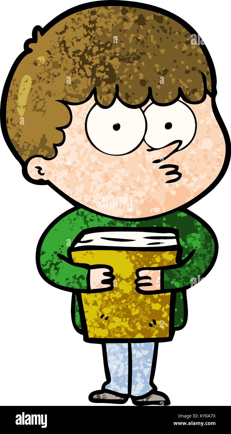 cartoon curious boy holding a book Stock Vector Image & Art - Alamy