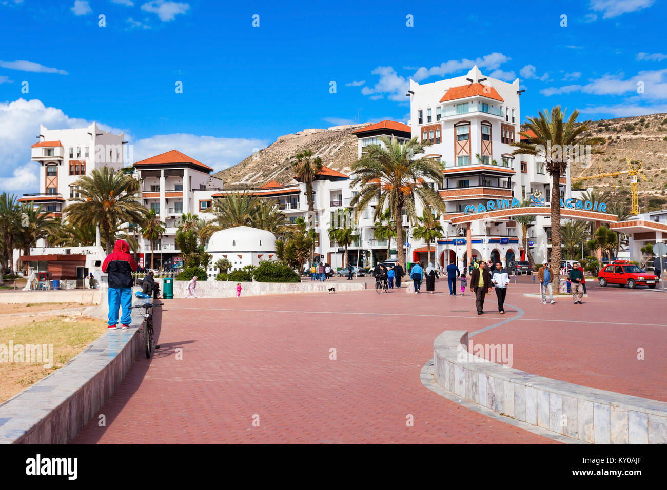 AGADIR, MOROCCO - FEBRUARY 21, 2016: Agadir seafront promenade in Morocco.  Agadir is a major city in Morocco located on the shore of the Atlantic Ocea  Stock Photo - Alamy