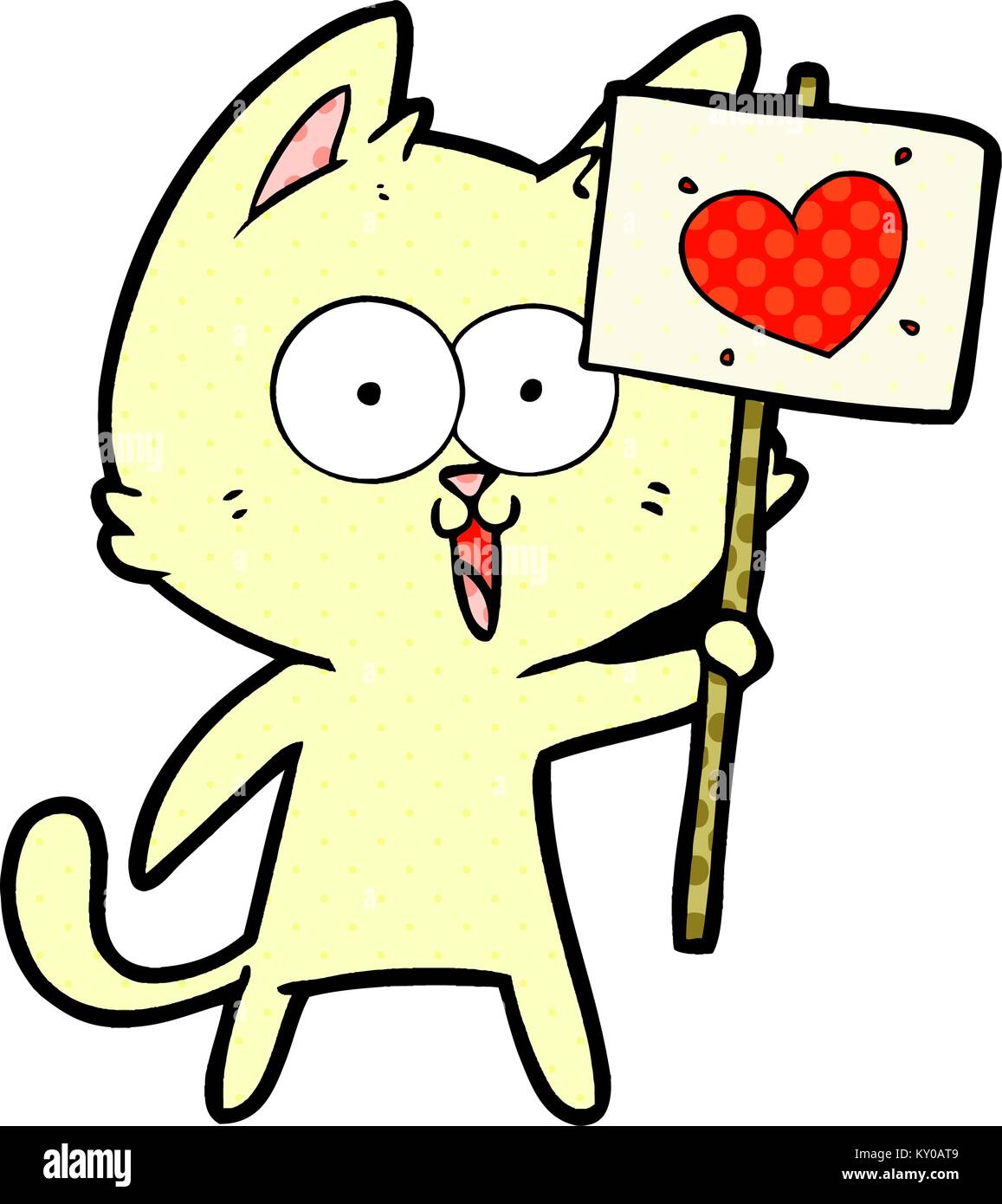 funny cartoon cat with love heart sign Stock Vector Image & Art - Alamy