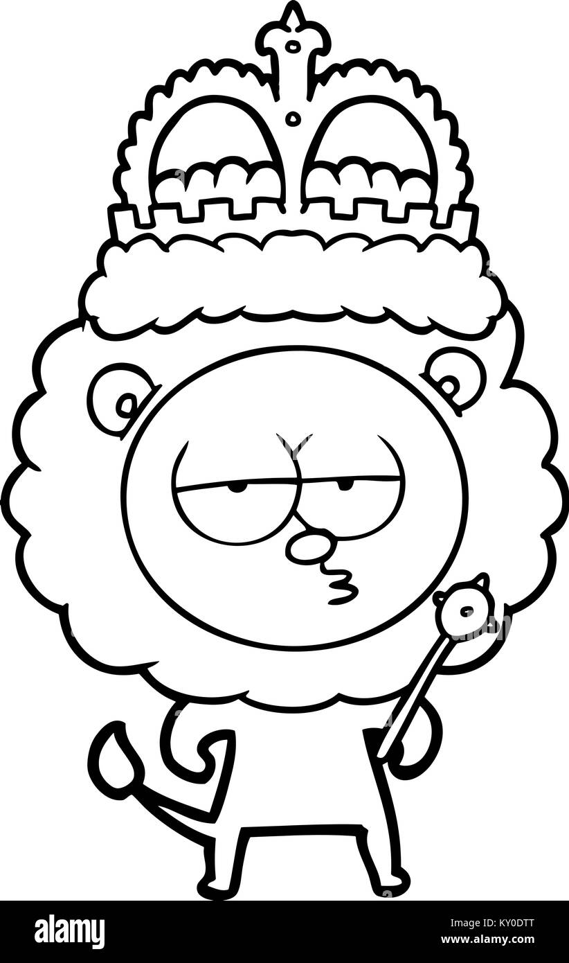 cartoon bored lion wearing crown Stock Vector Image & Art - Alamy