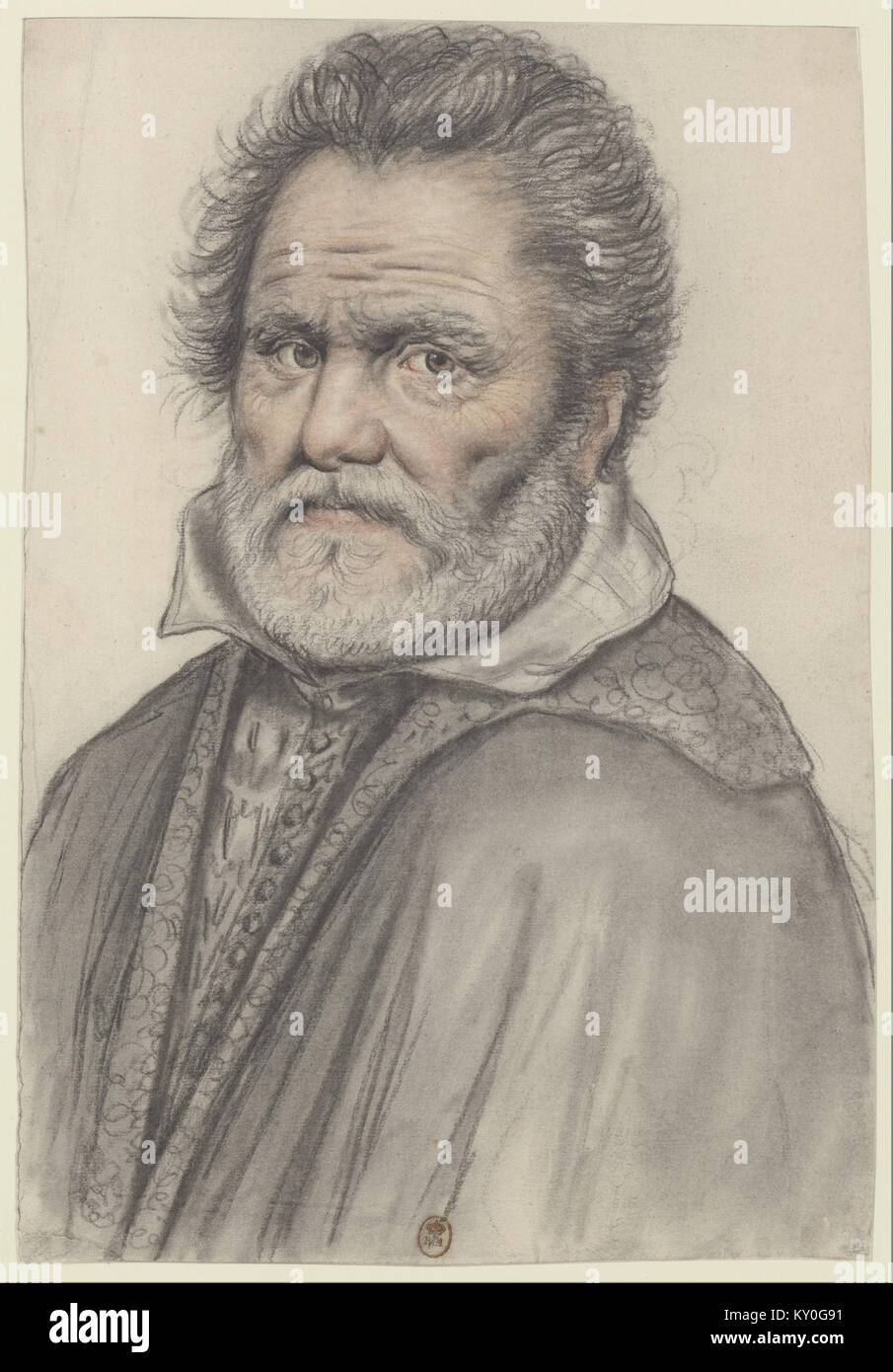 Homme âgé à barbe courte, légèrement tourné de trois-quarts à gauche  (Nicolas Lagneau Stock Photo - Alamy