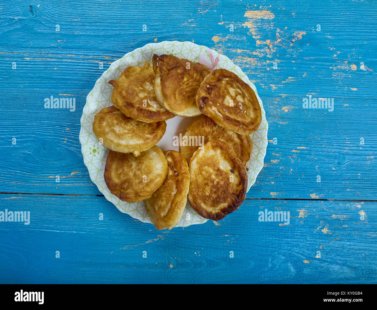 Hotteok variety of filled Korean pancake, and is a popular street food of Korea. Stock Photo