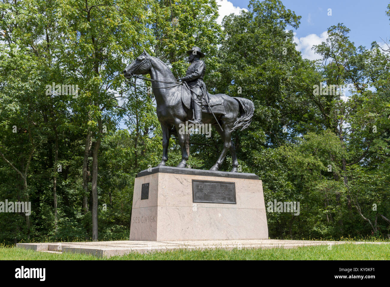 Equestrian Monument to Major General John Sedgwick, Gettysburg National Military Park, Pennsylvania, United States. Stock Photo