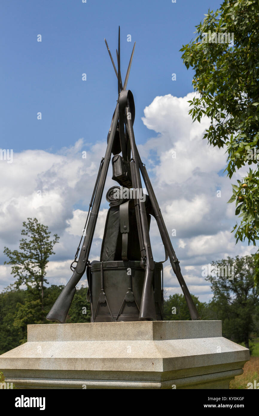 The 10th Massachusetts Volunteer Infantry Regiment Monument, Gettysburg National Military Park, Pennsylvania, United States. Stock Photo