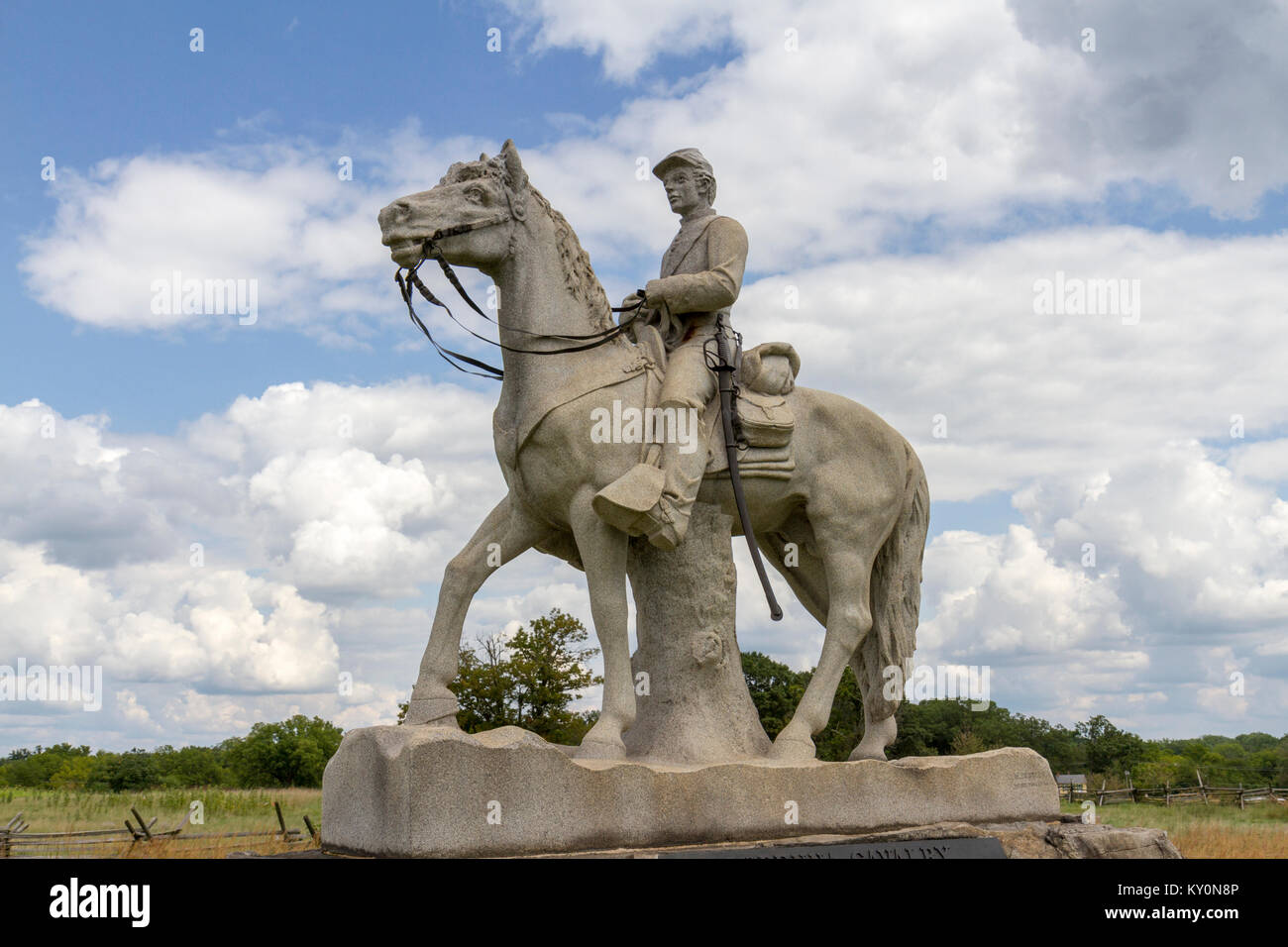 The 8th Pennsylvania Calvary equestrian statue, Gettysburg National Military Park, Pennsylvania, United States. Stock Photo