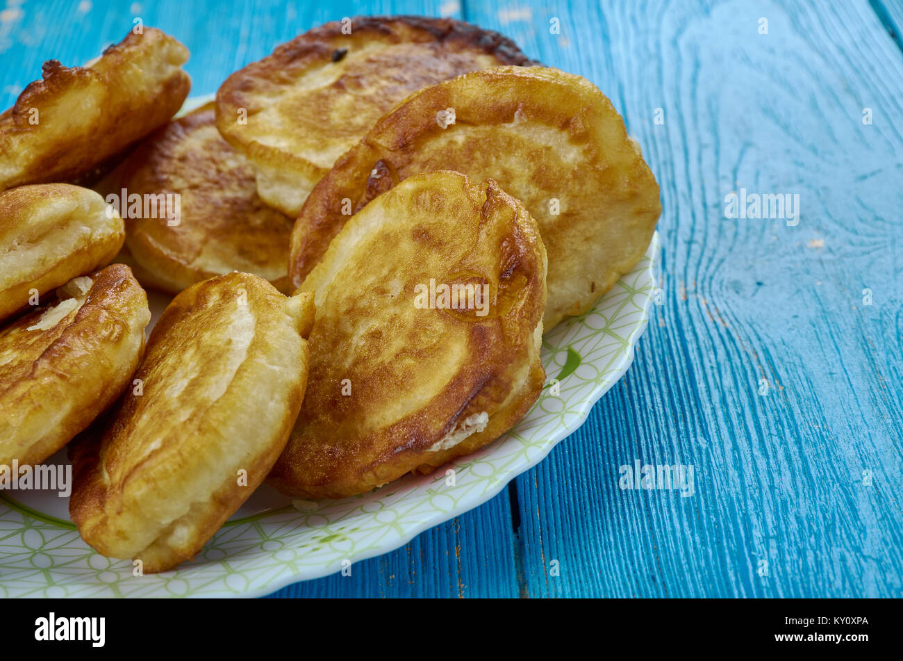 Hotteok variety of filled Korean pancake, and is a popular street food of Korea. Stock Photo