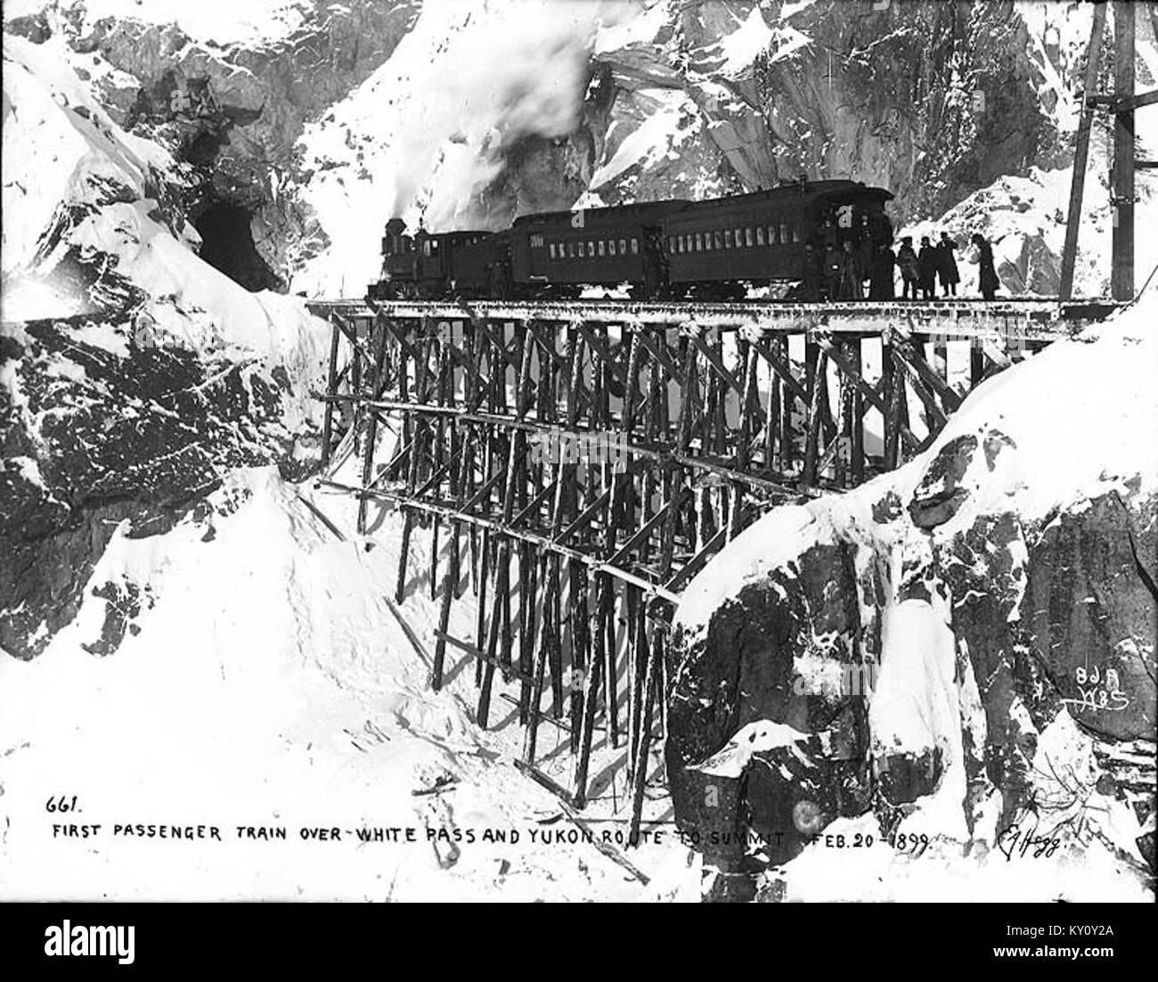 First passenger train of the White Pass & Yukon Railroad en route to ...