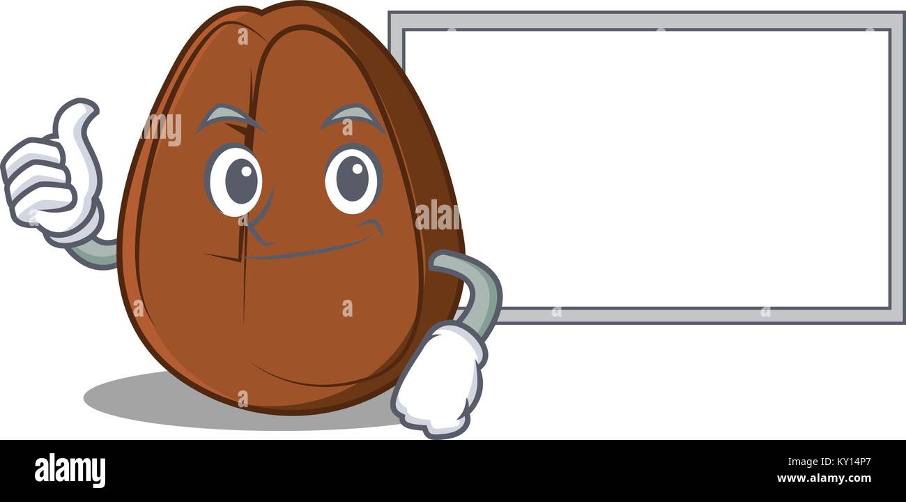 Thumbs up with board coffee bean character cartoon Stock Vector Image ...